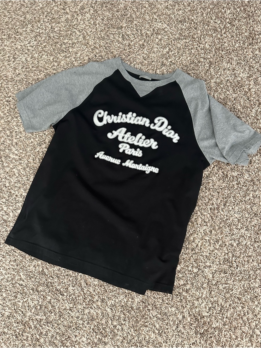 Men dior Black & Gray Logo Raglan Tee